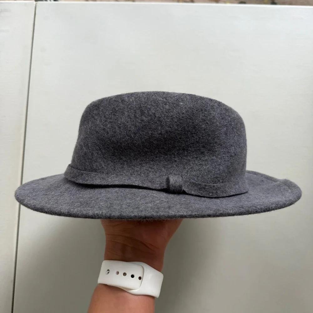 Levi's Men's L/XL Charcoal Gray 100% Wool Felt Fedora Hat Wide Brim Classic RNDI